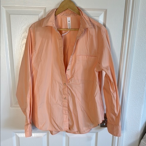 lululemon athletica Tops - Lululemon Athletica oversized peach Orange Button Down Shirt
